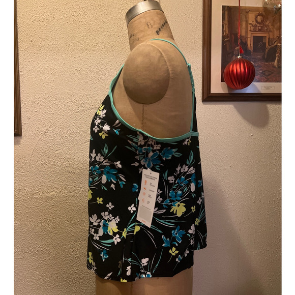 ZeroXposur Floral Windowpane Adjustable Strap Tankini Swimsuit Top NWT Size 0X - Picture 5 of 8